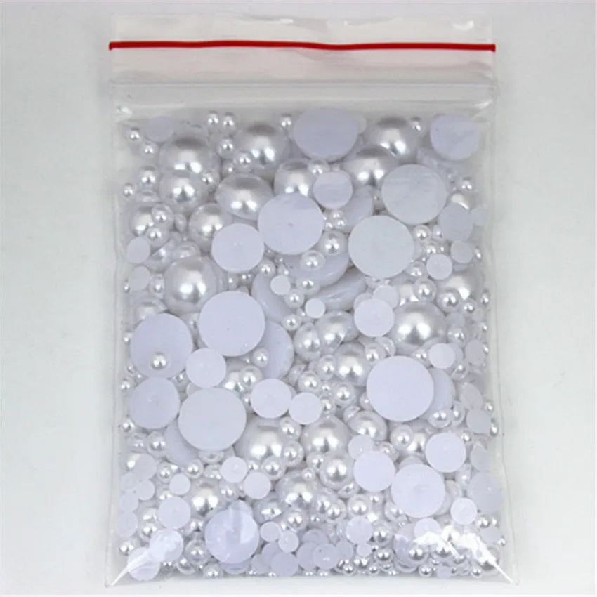 2–10mm White/Ivory Half-Round ABS Pearl Flatbacks – Jewelry, Nail Art & Craft Embellishments (MC134)