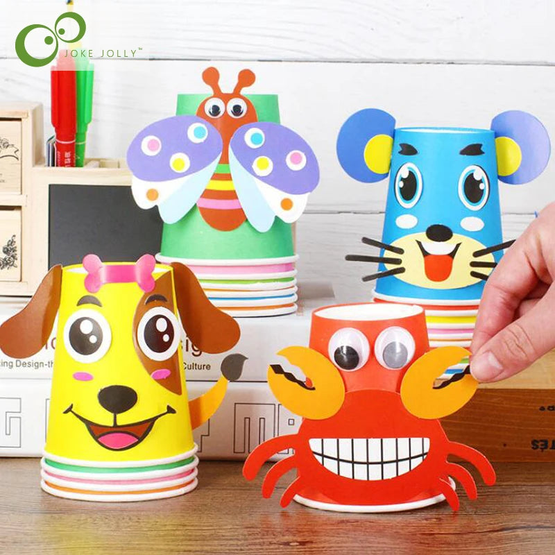 12PCS Kids 3D DIY Paper Cup Craft Kit – Educational Art Set