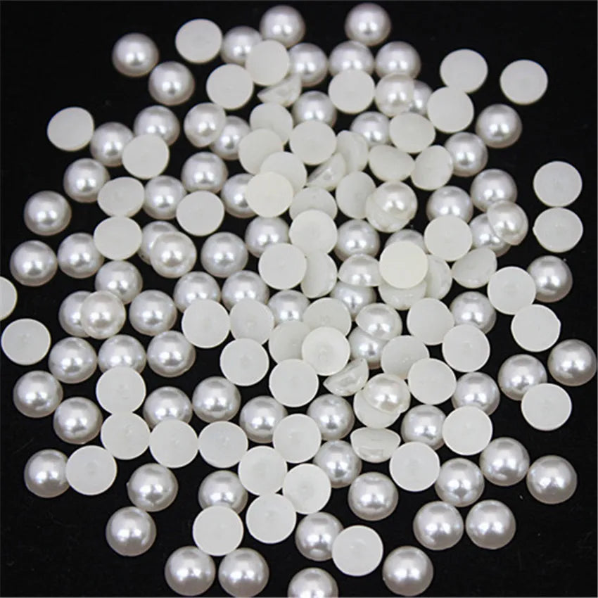 2–10mm White/Ivory Half-Round ABS Pearl Flatbacks – Jewelry, Nail Art & Craft Embellishments (MC134)