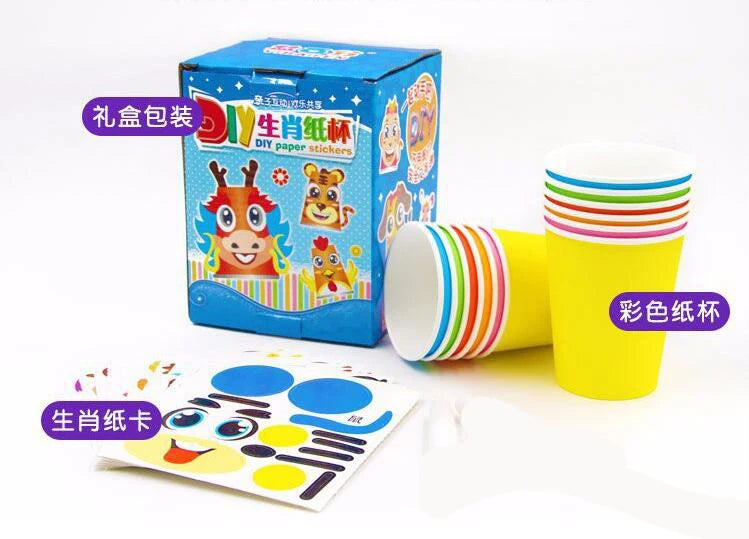 12PCS Kids 3D DIY Paper Cup Craft Kit – Educational Art Set
