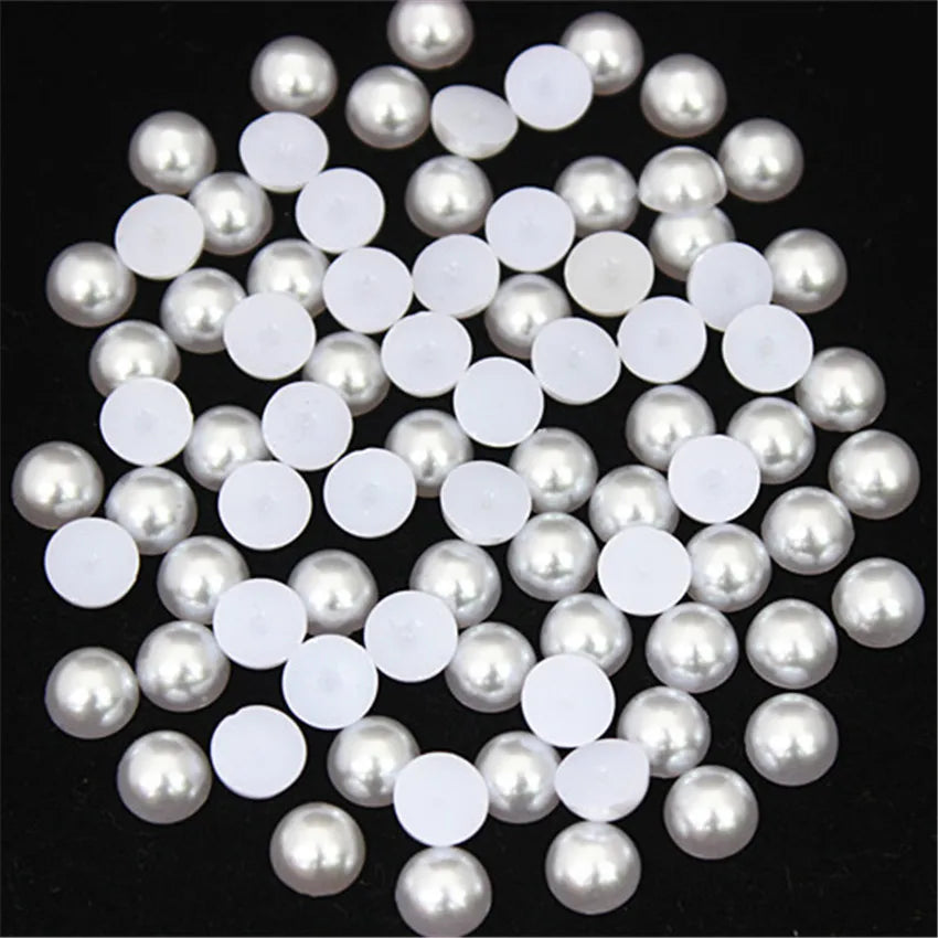 2–10mm White/Ivory Half-Round ABS Pearl Flatbacks – Jewelry, Nail Art & Craft Embellishments (MC134)