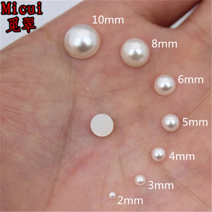 2–10mm White/Ivory Half-Round ABS Pearl Flatbacks – Jewelry, Nail Art & Craft Embellishments (MC134)