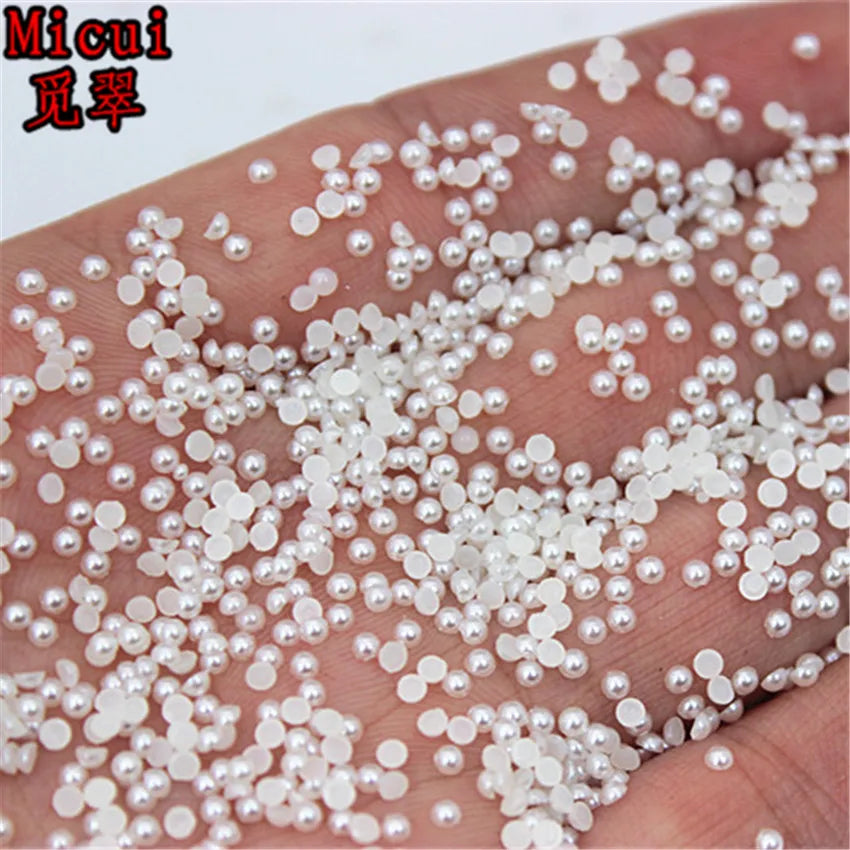 2–10mm White/Ivory Half-Round ABS Pearl Flatbacks – Jewelry, Nail Art & Craft Embellishments (MC134)