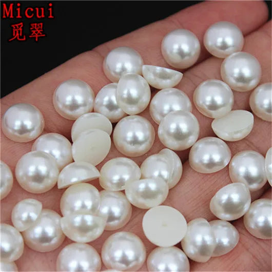 2–10mm White/Ivory Half-Round ABS Pearl Flatbacks – Jewelry, Nail Art & Craft Embellishments (MC134)