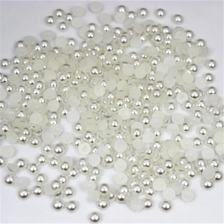 2–10mm White/Ivory Half-Round ABS Pearl Flatbacks – Jewelry, Nail Art & Craft Embellishments (MC134)