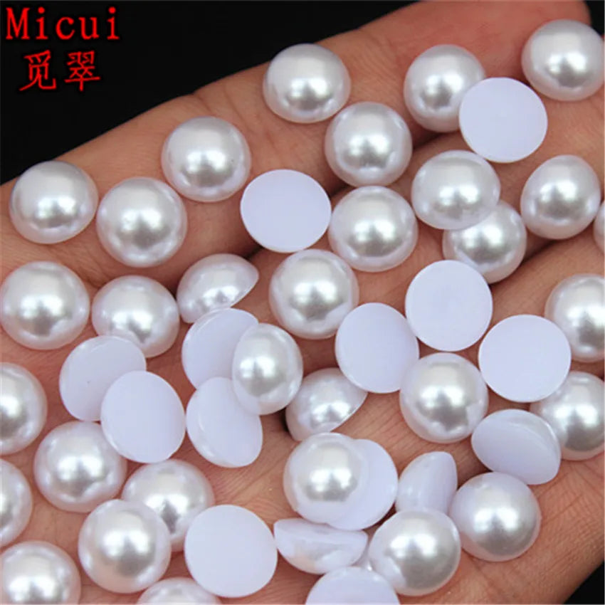 2–10mm White/Ivory Half-Round ABS Pearl Flatbacks – Jewelry, Nail Art & Craft Embellishments (MC134)