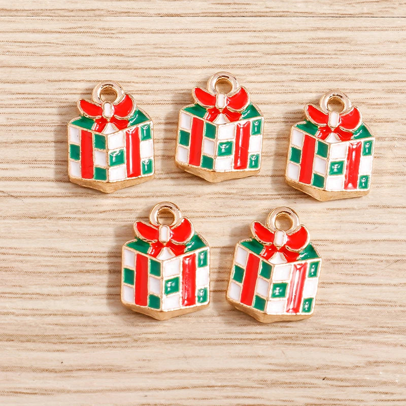 Christmas Enamel Charms – 10PCS Deer, Santa, Tree & Bell Pendants for DIY Jewelry