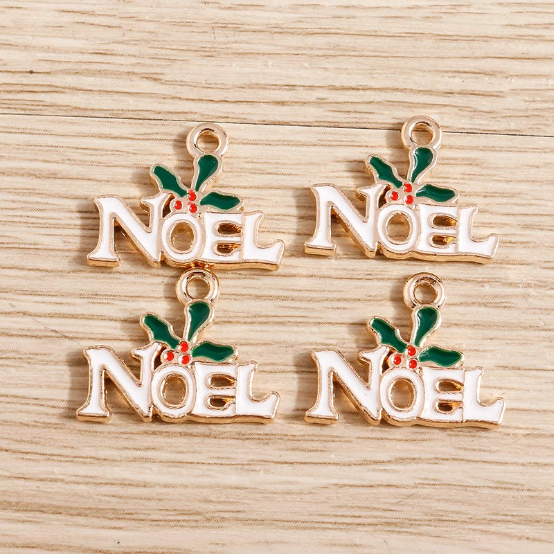 Christmas Enamel Charms – 10PCS Deer, Santa, Tree & Bell Pendants for DIY Jewelry