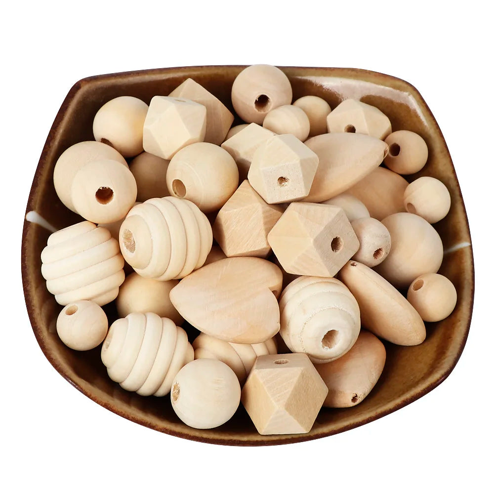 TYRY.HU Wooden Round Beads – 20–100 PCS for Jewelry Making