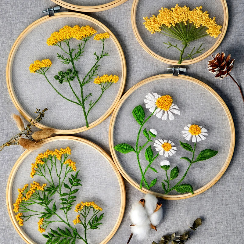 DIY Floral Embroidery Round Cross Stitch Kit