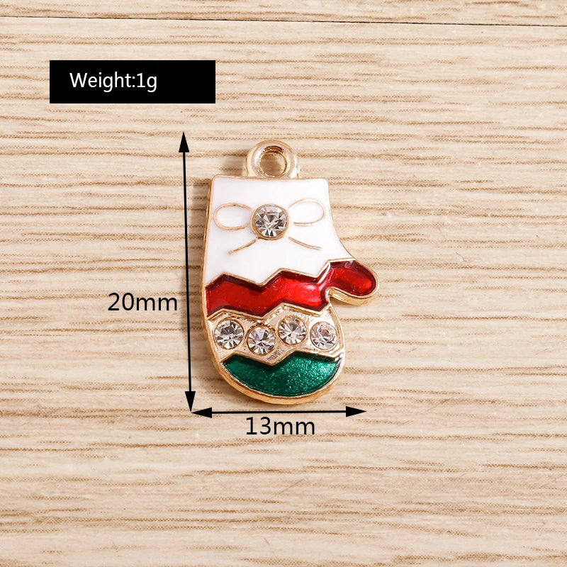 Christmas Enamel Charms – 10PCS Deer, Santa, Tree & Bell Pendants for DIY Jewelry