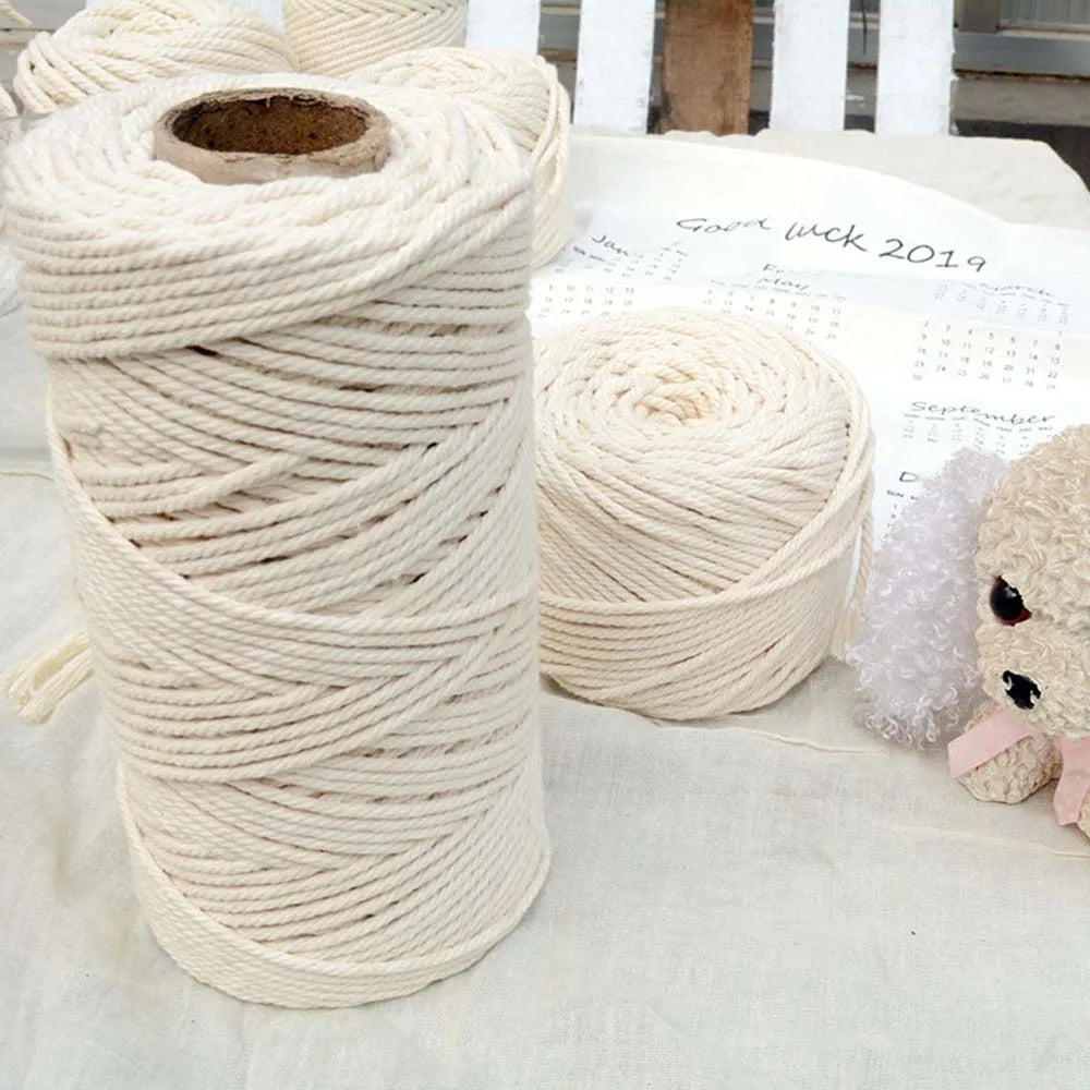 Natural Cotton Twisted Macrame Cord for DIY Projects