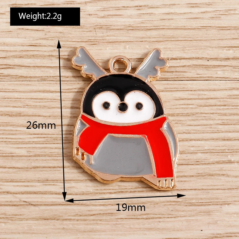 Christmas Enamel Charms – 10PCS Deer, Santa, Tree & Bell Pendants for DIY Jewelry