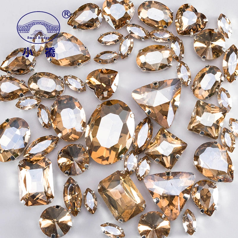 Glitter Mixed Shape Pink Glass Rhinestones – 50pcs Flatback Sew-On Craft Gems