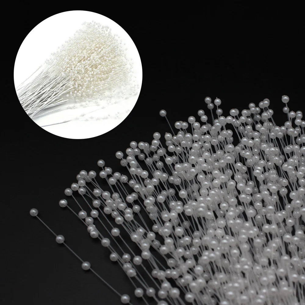 Pearl Bead Sticks – 10PCS Handmade Flower Stems for Bridal Bouquets & Wedding Décor