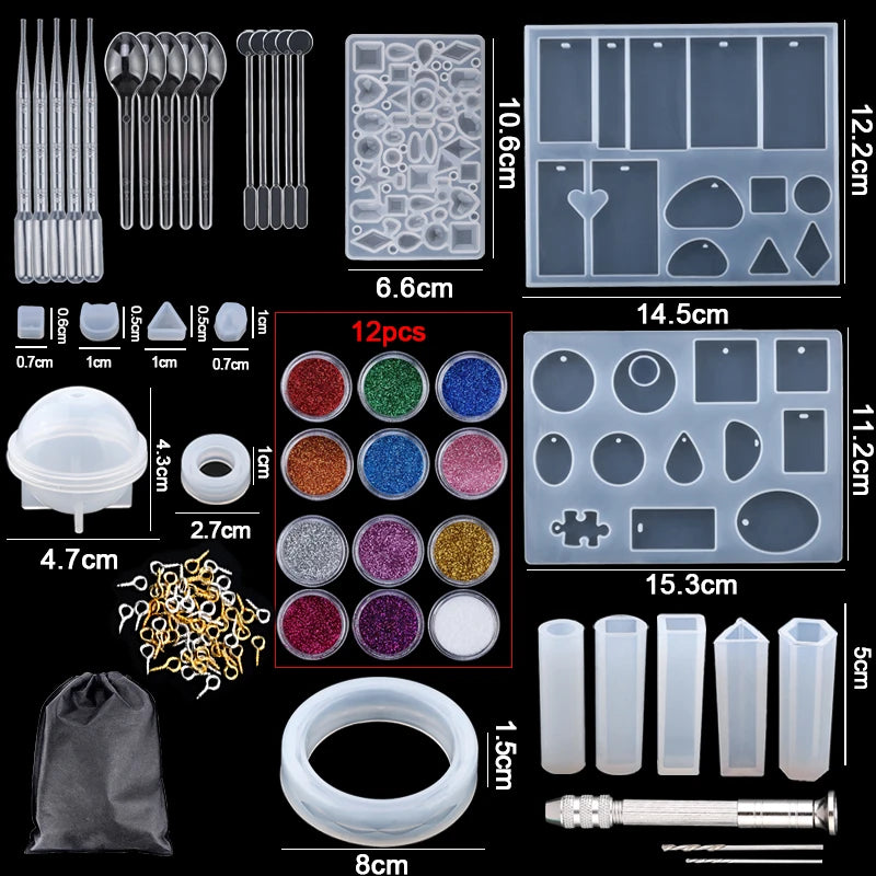 16-Style Epoxy Resin Mold Kit – Silicone Jewelry Casting Set for DIY Earrings
