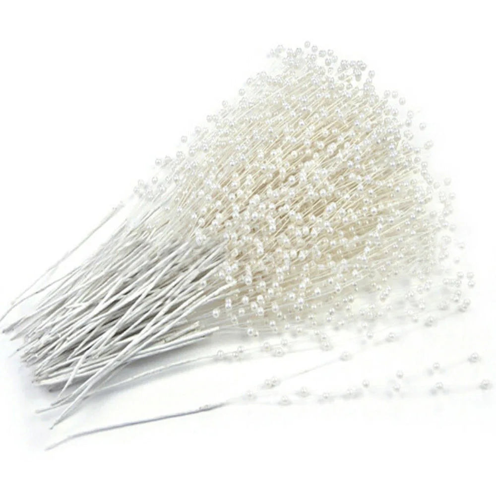 Pearl Bead Sticks – 10PCS Handmade Flower Stems for Bridal Bouquets & Wedding Décor