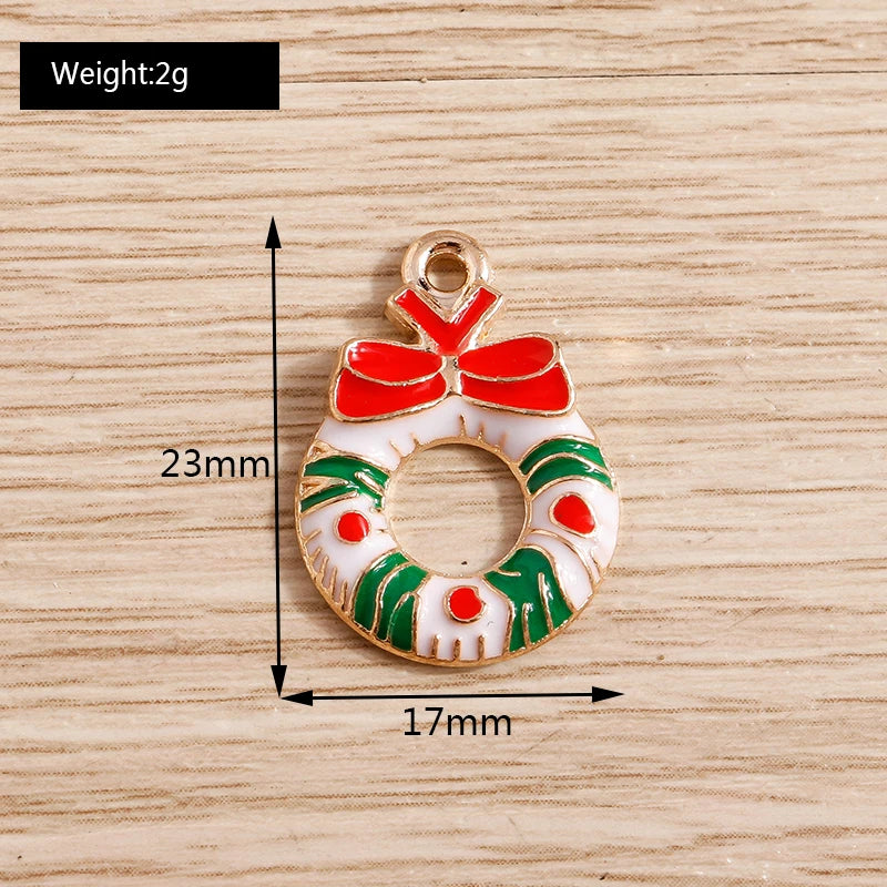 Christmas Enamel Charms – 10PCS Deer, Santa, Tree & Bell Pendants for DIY Jewelry