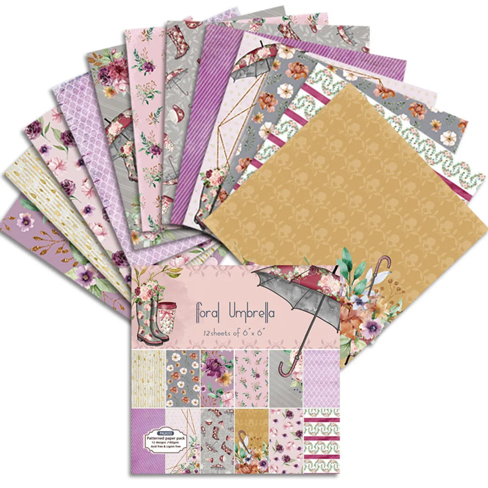 Vintage Flower Paper Pad – 12 Sheets 6x6" Scrapbooking & Card Making Set