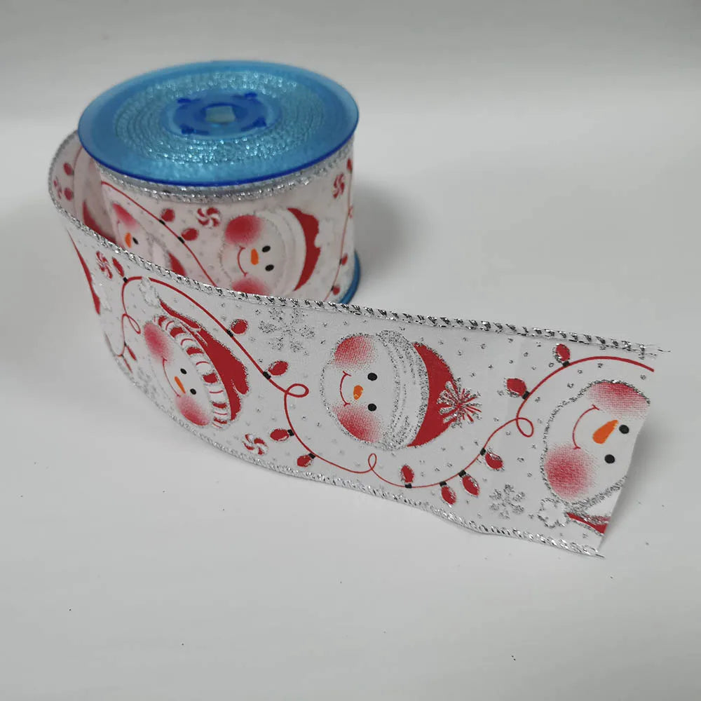 63mm x 25yd Christmas Snowman Satin Ribbon – Wired Edge