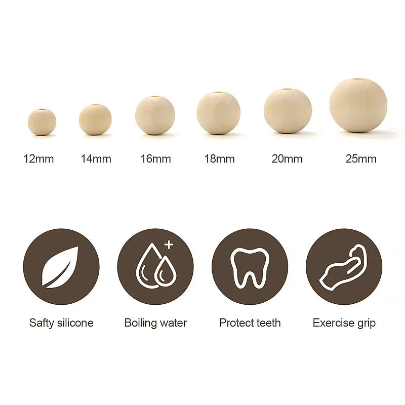 TYRY.HU Wooden Round Beads – 20–100 PCS for Jewelry Making