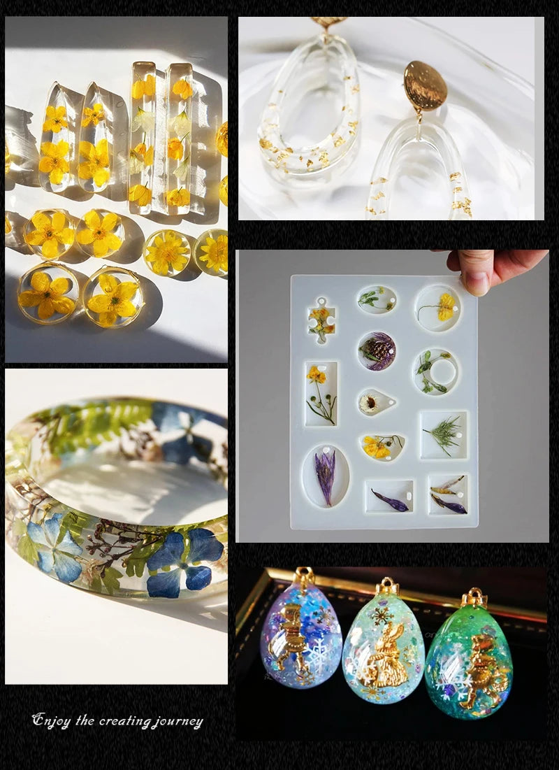 16-Style Epoxy Resin Mold Kit – Silicone Jewelry Casting Set for DIY Earrings