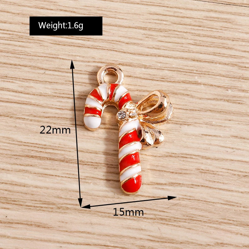 Christmas Enamel Charms – 10PCS Deer, Santa, Tree & Bell Pendants for DIY Jewelry
