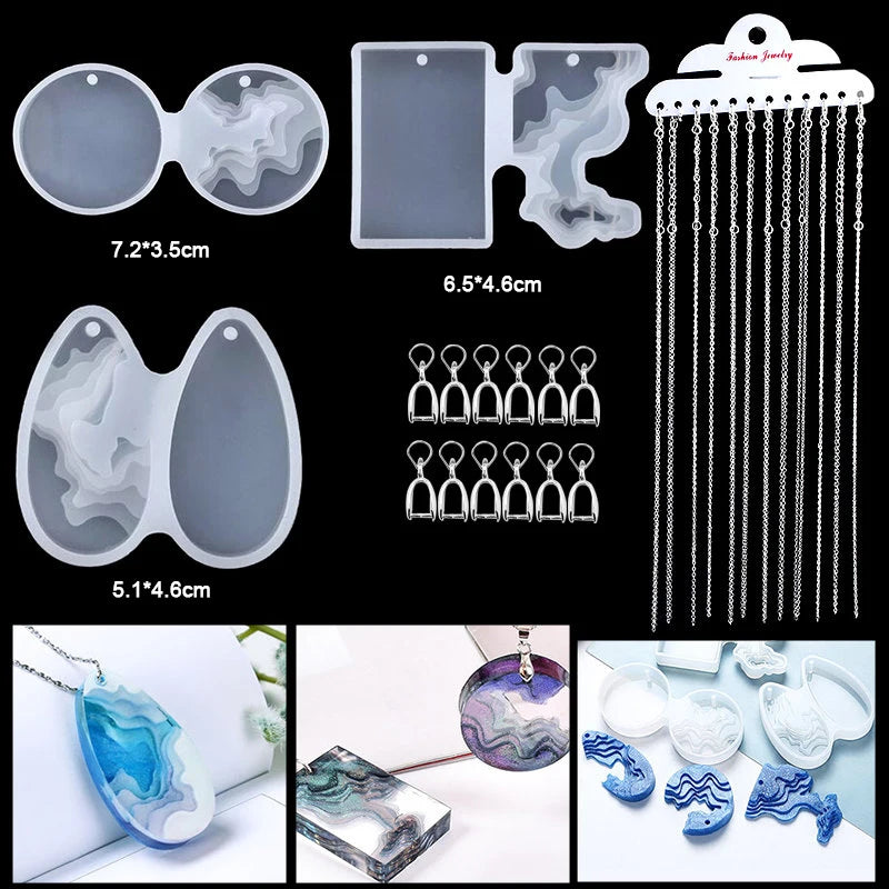 16-Style Epoxy Resin Mold Kit – Silicone Jewelry Casting Set for DIY Earrings