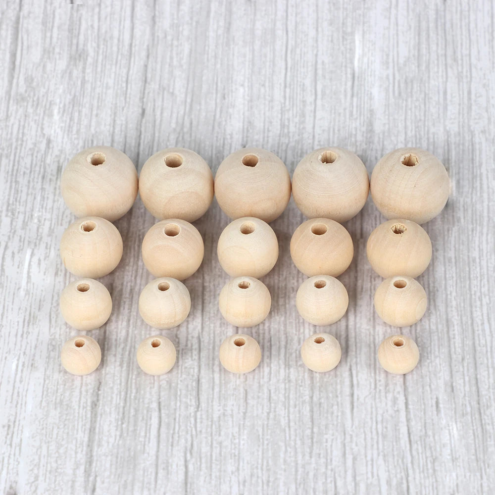 TYRY.HU Wooden Round Beads – 20–100 PCS for Jewelry Making