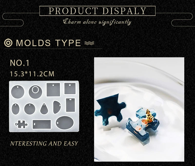 16-Style Epoxy Resin Mold Kit – Silicone Jewelry Casting Set for DIY Earrings