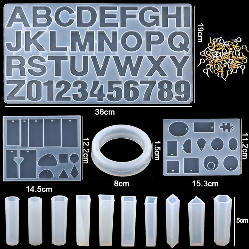 16-Style Epoxy Resin Mold Kit – Silicone Jewelry Casting Set for DIY Earrings