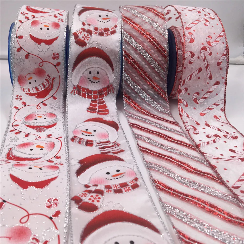 63mm x 25yd Christmas Snowman Satin Ribbon – Wired Edge