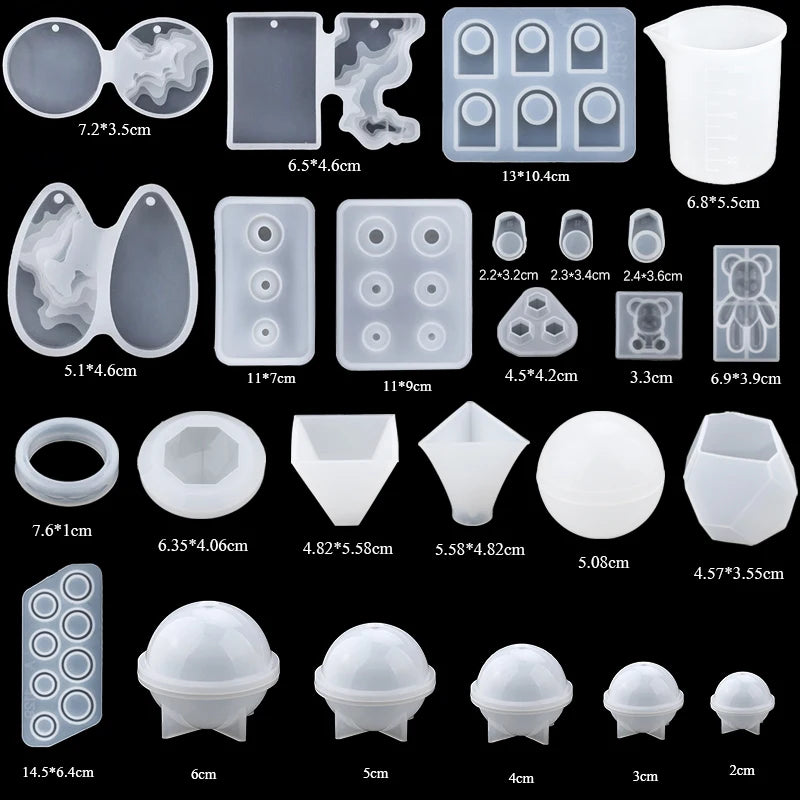 16-Style Epoxy Resin Mold Kit – Silicone Jewelry Casting Set for DIY Earrings