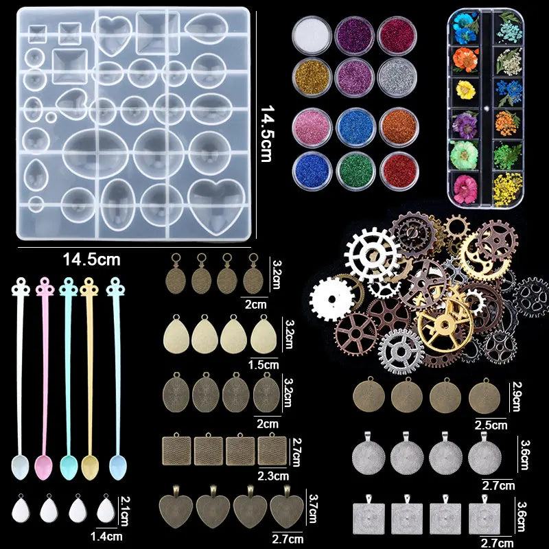 16-Style Epoxy Resin Mold Kit – Silicone Jewelry Casting Set for DIY Earrings