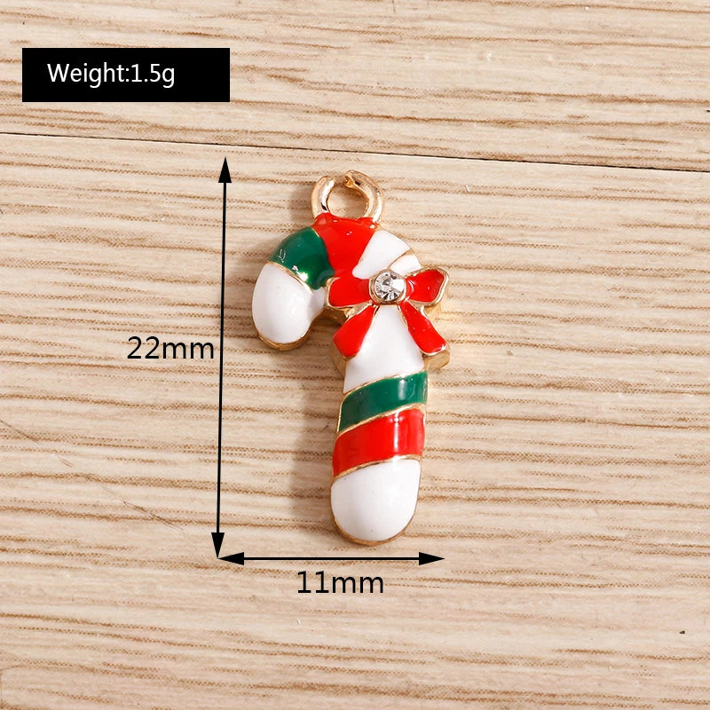 Christmas Enamel Charms – 10PCS Deer, Santa, Tree & Bell Pendants for DIY Jewelry