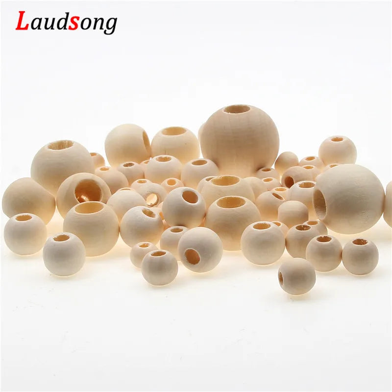 10–40mm Natural Wooden Beads with Large Holes – Round Spacer Beads for Jewelry Making