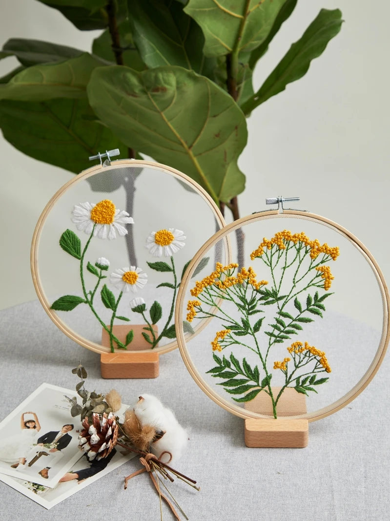 DIY Floral Embroidery Round Cross Stitch Kit