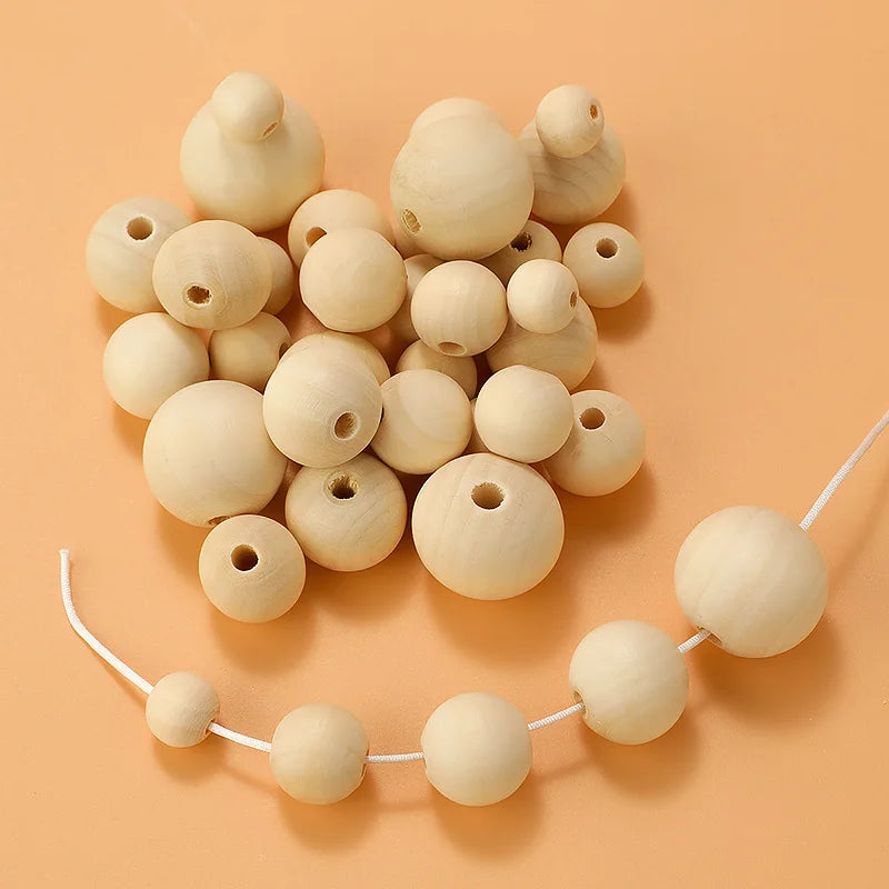 TYRY.HU Wooden Round Beads – 20–100 PCS for Jewelry Making