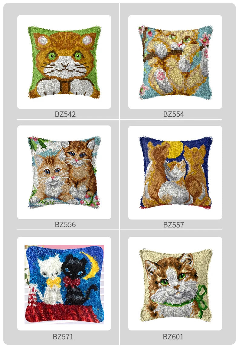 Cats Latch Hook Kit – DIY Carpet, Pillow & Cushion Craft Set