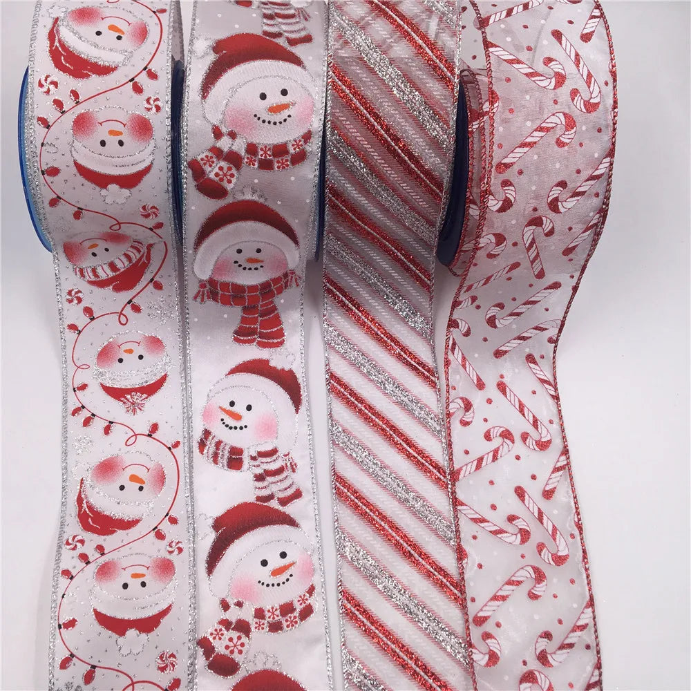 63mm x 25yd Christmas Snowman Satin Ribbon – Wired Edge