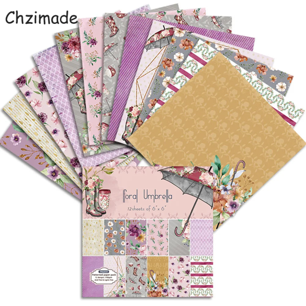 Vintage Flower Paper Pad – 12 Sheets 6x6" Scrapbooking & Card Making Set