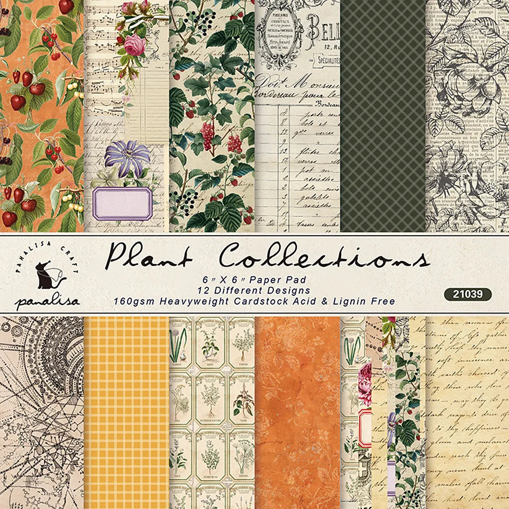 Vintage Flower Paper Pad – 12 Sheets 6x6" Scrapbooking & Card Making Set