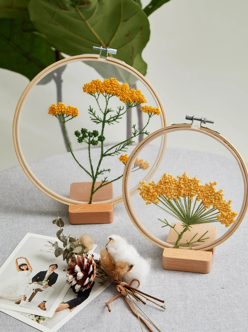 DIY Floral Embroidery Round Cross Stitch Kit