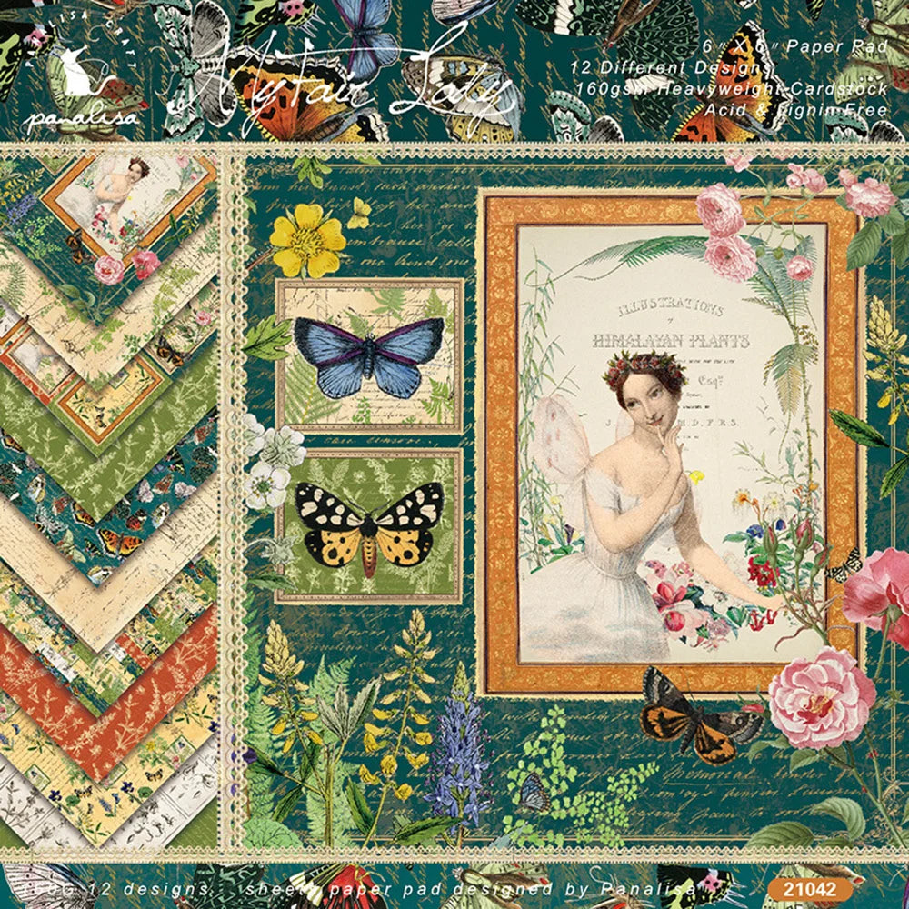 Vintage Flower Paper Pad – 12 Sheets 6x6" Scrapbooking & Card Making Set