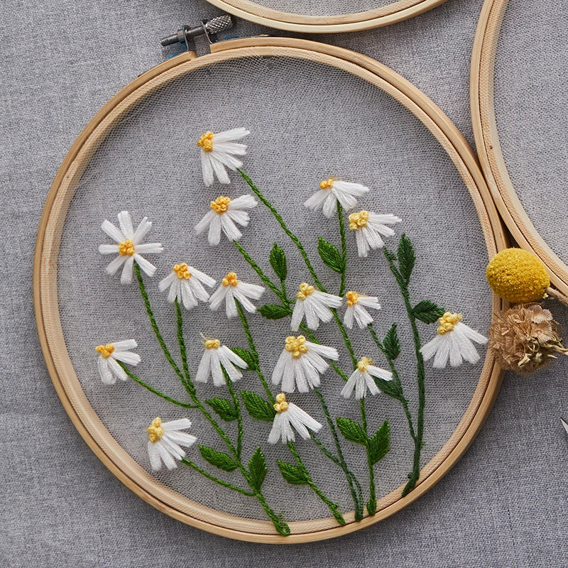 DIY Floral Embroidery Round Cross Stitch Kit