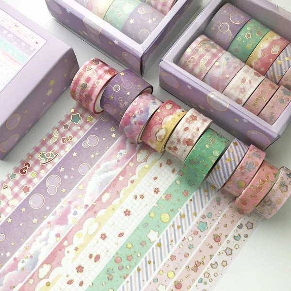 Kawaii Pink & Gold Washi Tape Set – 10pcs