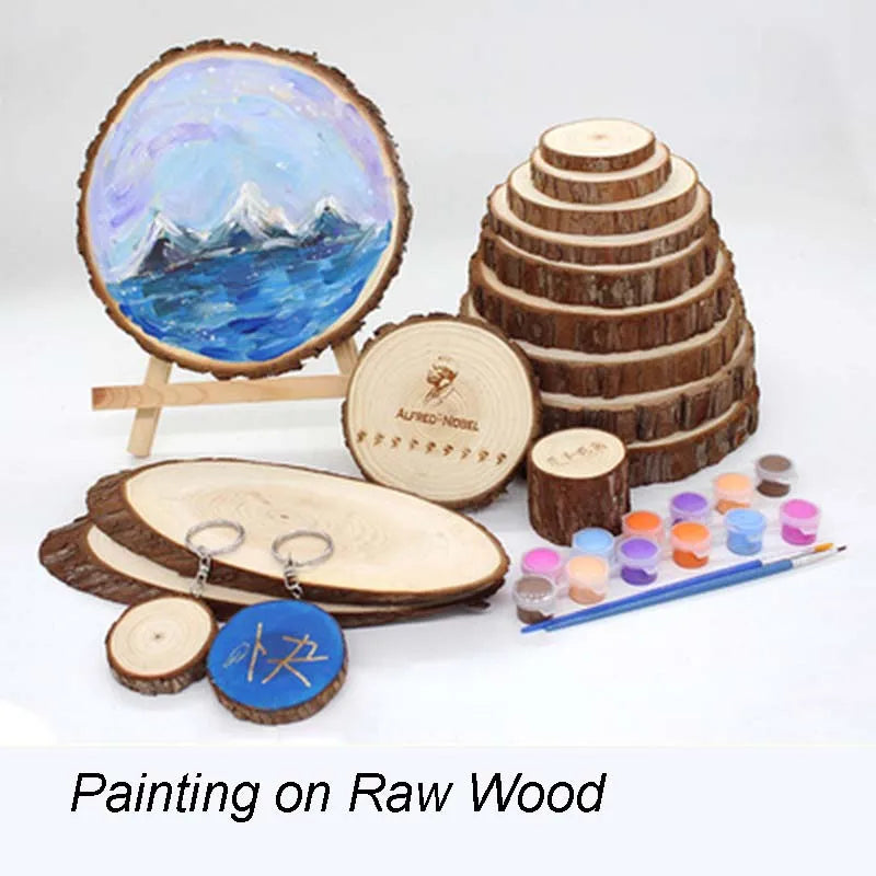 Natural Pine Wood Slices with Bark – 3–16CM Unfinished Round Log Discs (1–10pcs)