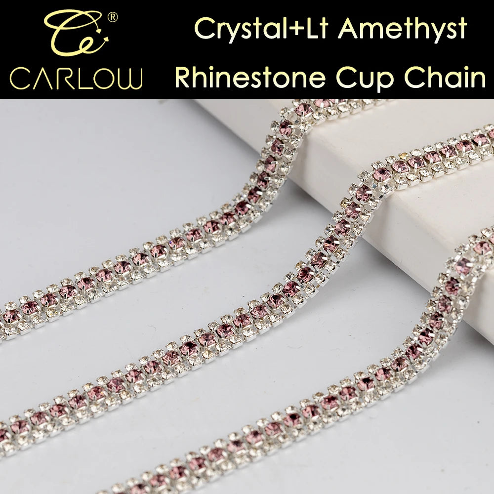 CARLOW AAAAA 3-Row Rhinestone Cup Chain – Gold Base