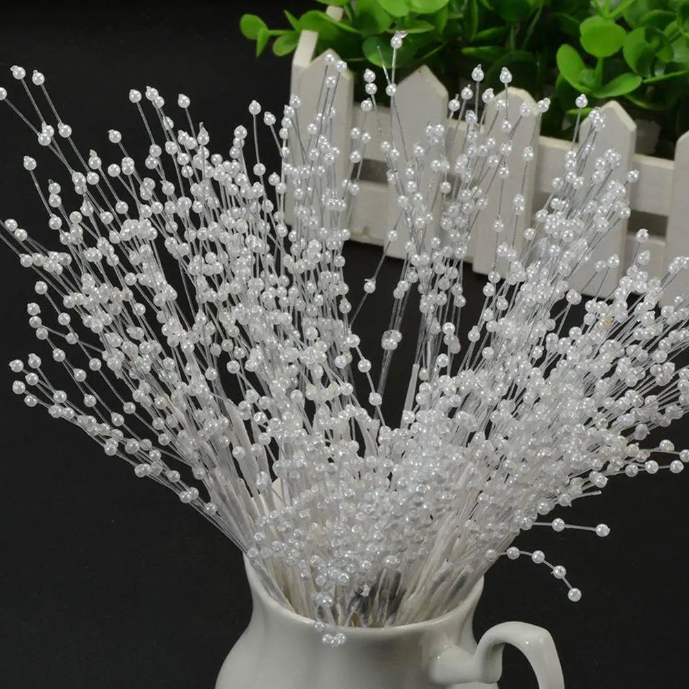 Pearl Bead Sticks – 10PCS Handmade Flower Stems for Bridal Bouquets & Wedding Décor