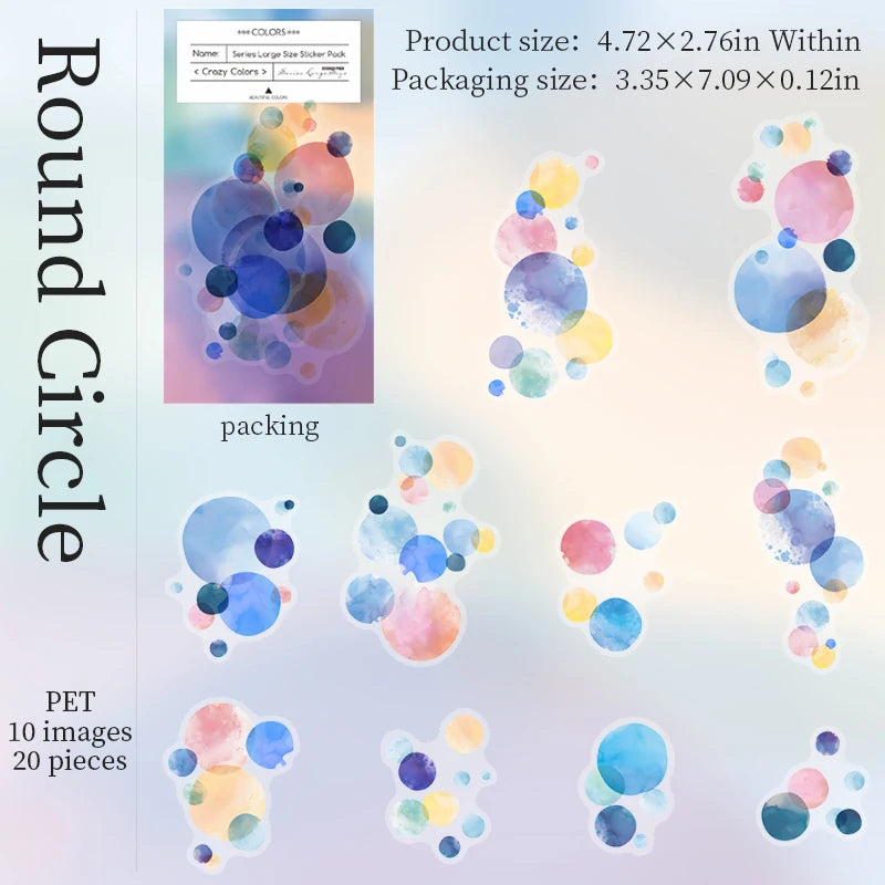 Watercolor Cartoon Stickers – 20PCS Aesthetic Scrapbook & Journal Label Set